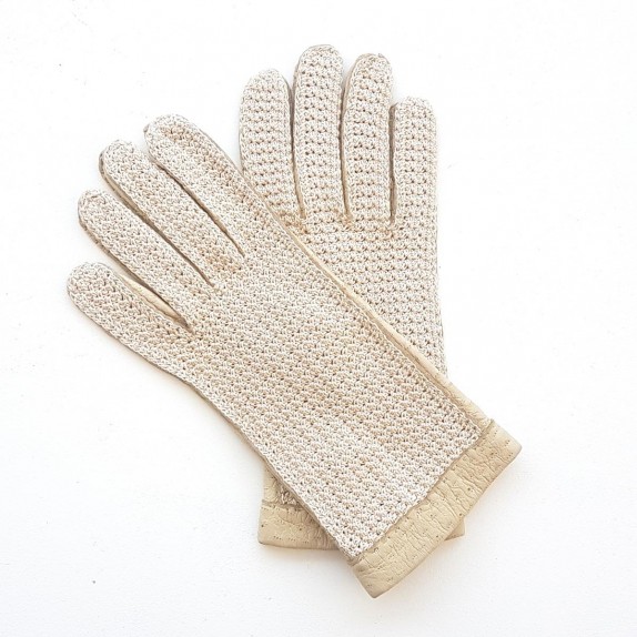 Leather gloves of peccary beige and otmeal "PAULINA"