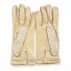 Gants en cuir de pécari beige et otmeal coton écru "PAULINA".