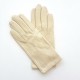 Gants en cuir d'agneau beige "CAPUCINE".