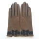 Leather gloves of lamb clay and black "PAPILLON".