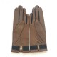 Leather gloves of lamb clay and black "PAPILLON".