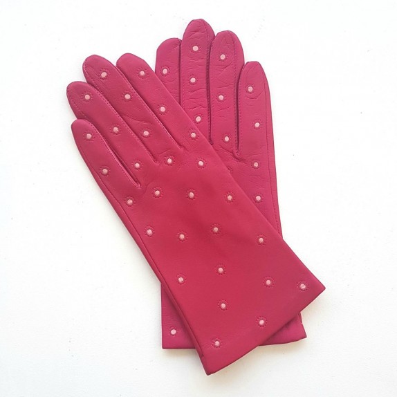 Gants en cuir d'agneau fuchsia et rose "COCCINELLE".