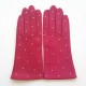 Leather gloves of lamb fuchsia and pink "COCCINELLE"