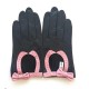 Leather Gloves of lamb black and pink "DENISE".