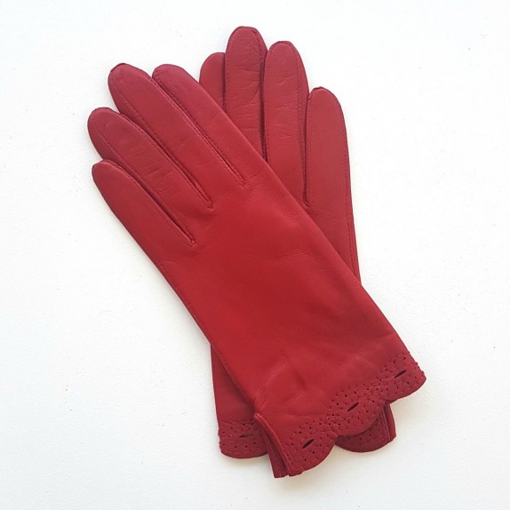 Leather Gloves of lamb red "EMILIE".