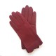 Gants en cuir d'agneau bordeaux "EMILIE".