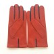 Gants en cuir d'agneau orange et prune "TWIN H".