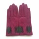 Gants en cuir d'agneau hot pink, cassis, gris "FEUILLE"