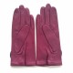 Gants en cuir d'agneau hot pink, cassis, gris "FEUILLE"