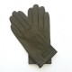 Leather gloves of lamb khaki "ANEMONE"