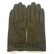 Leather gloves of lamb khaki "ANEMONE"