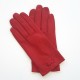 Leather gloves of lamb red "ANEMONE"