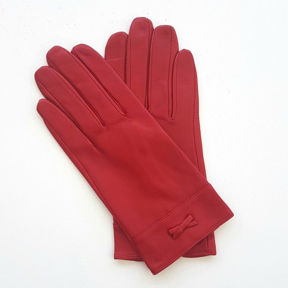 Gants en cuir d'agneau rouge "ANEMONE".