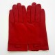 Gants en cuir d'agneau rouge "ANEMONE".