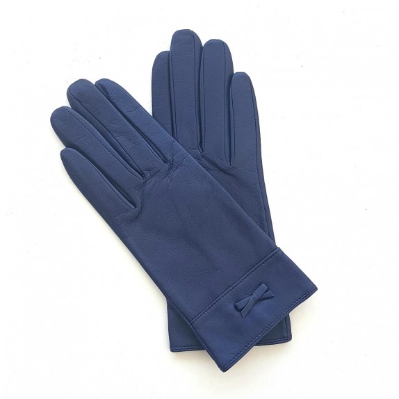 Gants en cuir d'agneau bleu "ANEMONE".