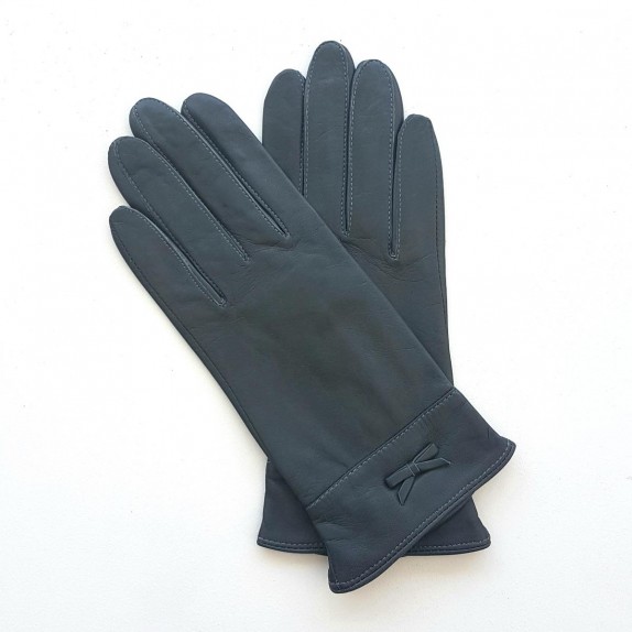 Gants en cuir d'agneau gris "ANEMONE".