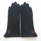 Leather gloves of lamb black and red "CLEMENTINE"