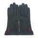 Leather gloves of lamb black and burgundy "CLEMENTINE"