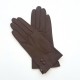 Gants en cuir d'agneau chocolat "CLEMENTINE".