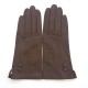 Gants en cuir d'agneau chocolat "CLEMENTINE".