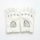 Leather mittens of lamb white "PILOTE".