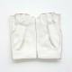 Leather mittens of lamb white "PILOTE".