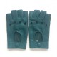 Leather mittens of lamb green "PILOTE".