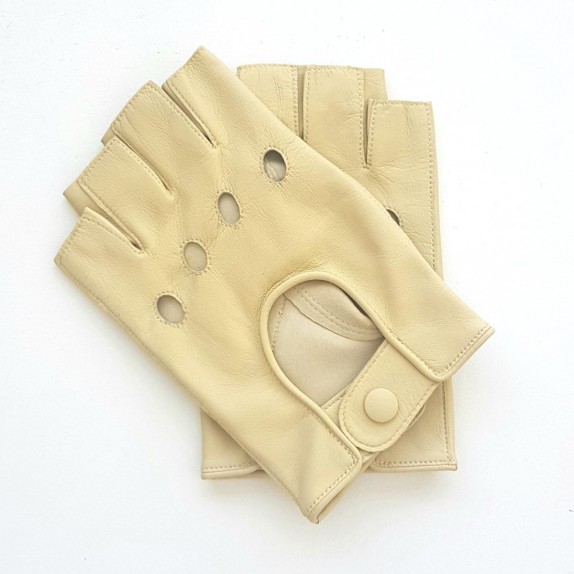Leather mittens of lamb otmeal"PILOTE".