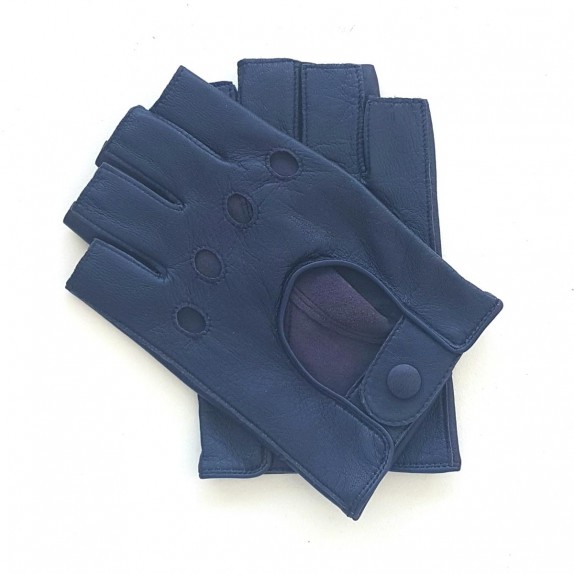 Leather mittens of lamb blue berry "PILOTE"