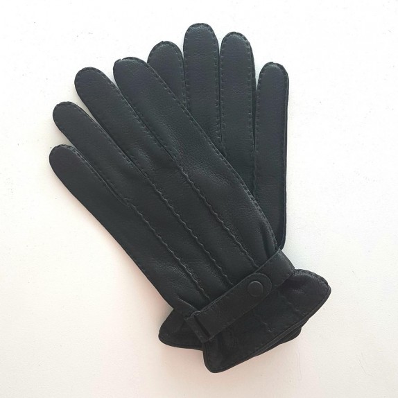 Gants en cuir de cerf noir "EMILIEN".