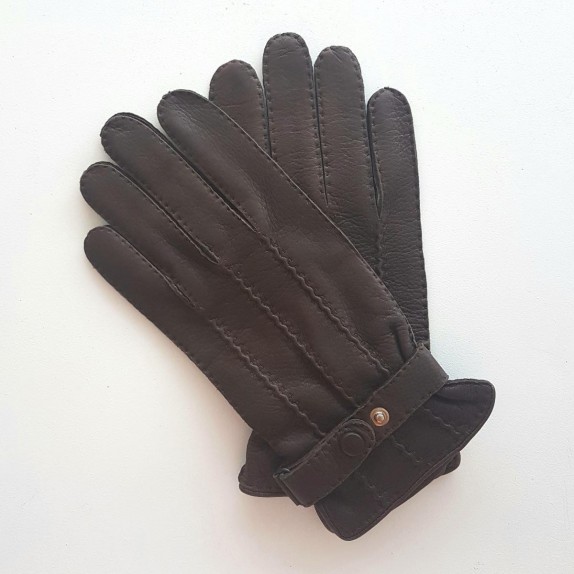 Gants en cuir de cerf marron "EMILIEN".