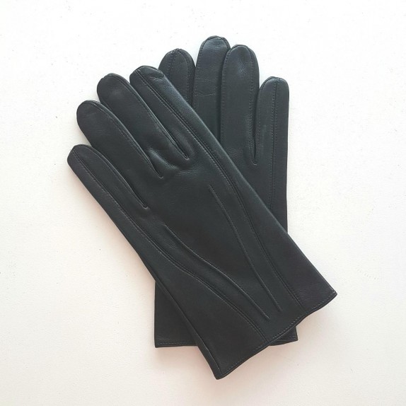 Gants en cuir d'agneau noir "STEEVE".