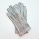 Leather gloves of lamb silver "CAPUCINE"