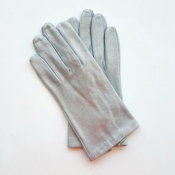 Leather gloves of lamb silver "CAPUCINE"