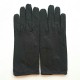 Gants en cuir d'autruche et pécari noirs "JOY".