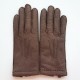 Gants en cuir de pécari marron "LEONIE".