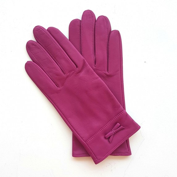 Leather gloves of lambhot pink "ANEMONE"