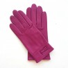 Leather gloves of lamb hot pink "ANEMONE"