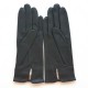 Leather gloves of lamb black and hot pink "ANEMONE"