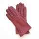 Gants en cuir d'agneau rose antique "CLEMENTINE".