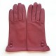 Gants en cuir d'agneau rose antique "CLEMENTINE".