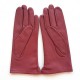 Gants en cuir d'agneau rose antique "CLEMENTINE".