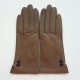 Gants en cuir d'agneau sable et noirs "CLEMENTINE".