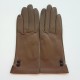 Leather gloves of lamb sand and black "CLEMENTINE".