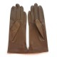 Gants en cuir d'agneau sable et noirs "CLEMENTINE".