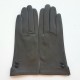 Leather gloves of lamb grey and black "CLEMENTINE".
