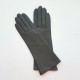 Leather gloves of lamb grey "GISELLE".