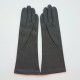 Leather gloves of lamb grey "GISELLE".