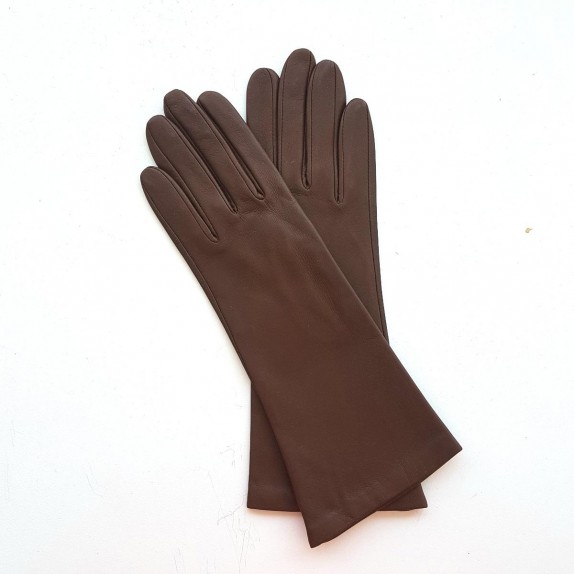 Gants en cuir d'agneau havane "GISELLE".