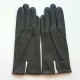 Leather gloves of lamb grey yelow and white "CHRISTINE".